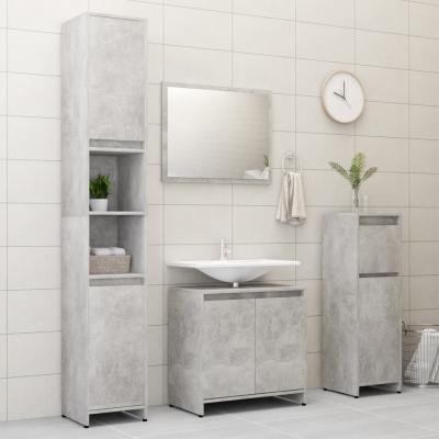 Emaga vidaxl 3-częściowy zestaw mebli łazienkowych, szarość betonu, płyta