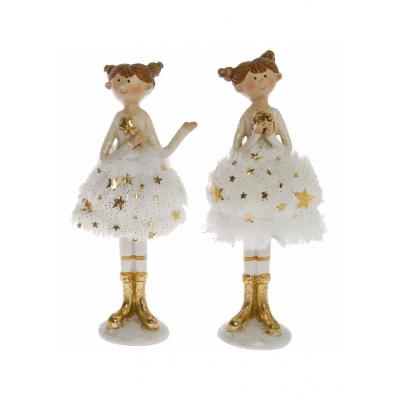 Figury dekoracyjne "baletnica" (2 szt.) bonprix biało-złoty kolor