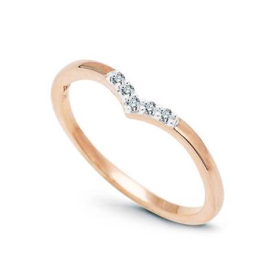 Staviori pierścionek. 5 diamentów, szlif brylantowy, masa 0,05 ct., barwa h, czystość i1. różowe złoto 0,585.