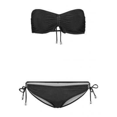 Bikini z biustonoszem bandeau na fiszbinach (2 części) bonprix czarny