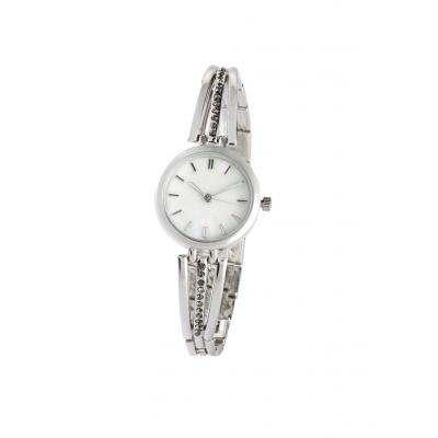 Zegarek na rękę na metalowej bransoletce bonprix srebrny kolor