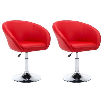 Emaga vidaxl obrotowe krzesła stołowe, 2 szt., czerwone, sztuczna skóra