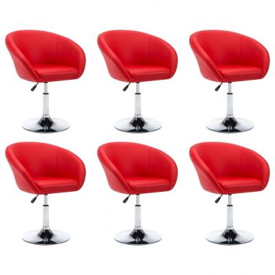 Emaga vidaxl obrotowe krzesła stołowe, 6 szt., czerwone, sztuczna skóra
