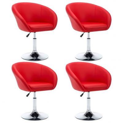 Emaga vidaxl obrotowe krzesła stołowe, 4 szt.,czerwone, sztuczna skóra