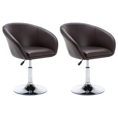 Emaga vidaxl obrotowe krzesła stołowe, 2 szt., brązowe, sztuczna skóra