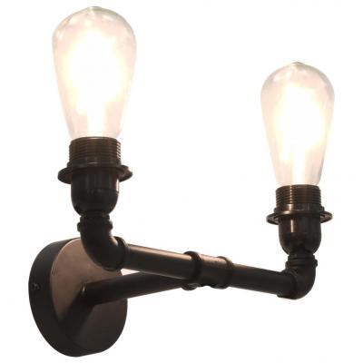 Emaga vidaxl 2-kierunkowa lampa ścienna, czarna, 2 żarówki e27