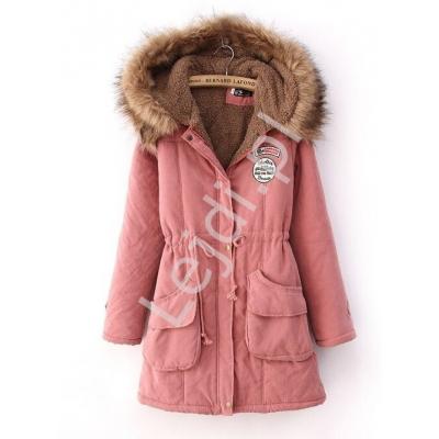 Pustynno różowa kurtka zimowa, zimowa parka damska 8129