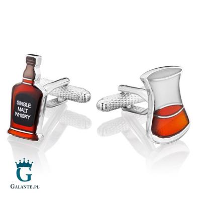 Spinki do mankietów szklanka & butelka whisky kc-1097 onyx-art london