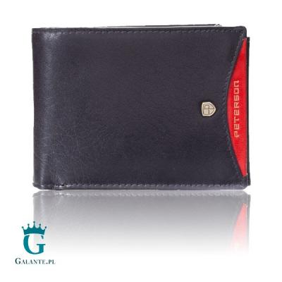 Poziomy portfel męski black&red peterson 304.01 z rfid