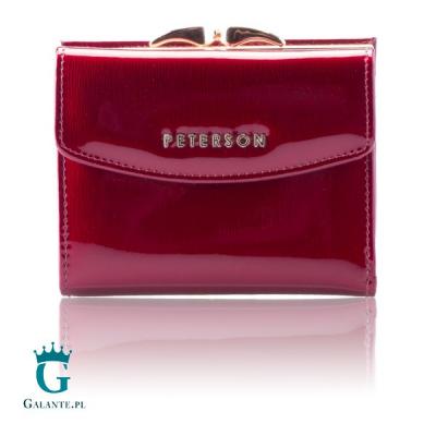 Czerwony lakierowany portfel damski peterson bc401