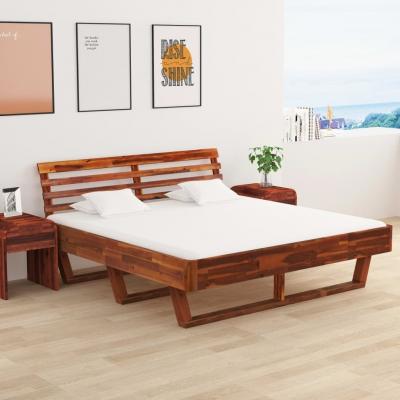 Emaga vidaxl rama łóżka i 2 szafki nocne, lite drewno akacjowe, 180 x 200 cm