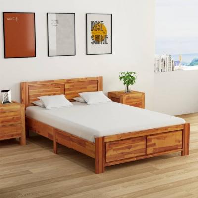 Emaga vidaxl rama łóżka i 2 szafki nocne, lite drewno akacjowe, 140 x 200 cm