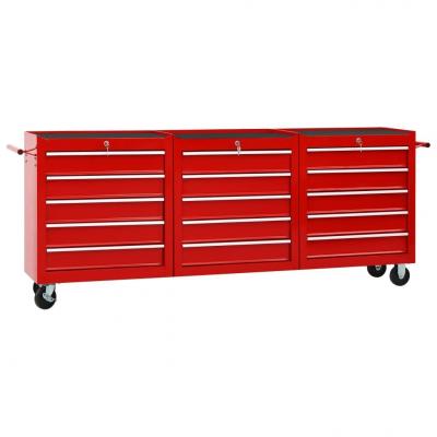 Emaga vidaxl wózek narzędziowy z 15 szufladami, stalowy, czerwony