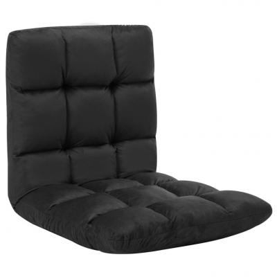Emaga vidaxl składane krzesło podłogowe, czarne, mikrofibra