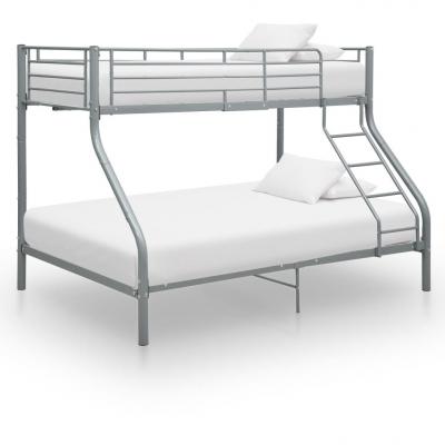 Emaga vidaxl rama łóżka piętrowego, szara, metalowa, 140x200 cm/90x200 cm