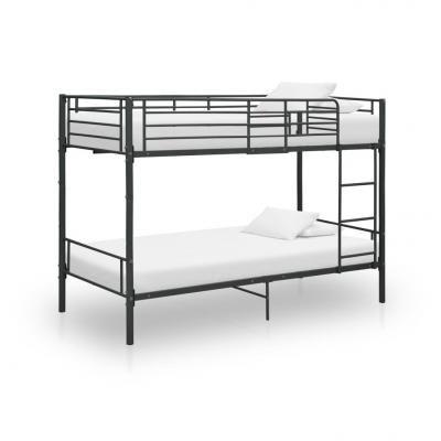 Emaga vidaxl łóżko piętrowe, czarne, metalowe, 90 x 200 cm