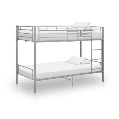 Emaga vidaxl łóżko piętrowe, szare, metalowe, 90 x 200 cm