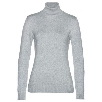 Sweter z golfem bonprix jasnoszary melanż