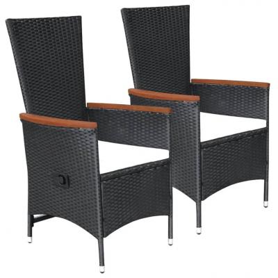 Emaga vidaxl krzesła ogrodowe z poduszkami, 2 szt., polirattan, czarne