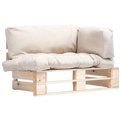 Emaga vidaxl sofa ogrodowa z palet z piaskowymi poduszkami, sosna