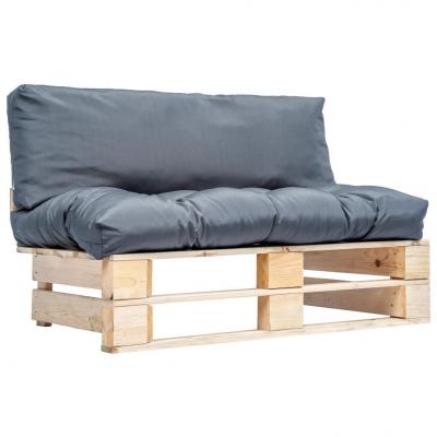 Emaga vidaxl sofa ogrodowa z palet z szarymi poduszkami, sosna