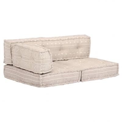 Emaga vidaxl sofa z poduszek na paletę, tkanina, beżowy patchwork