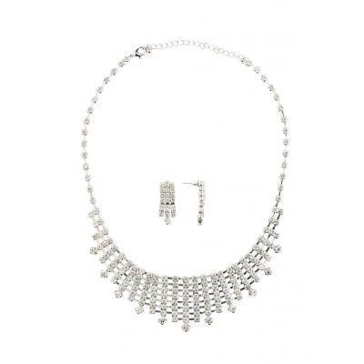 Łańcuszek + kolczyki (kompl. biżuterii) bonprix srebrny kolor