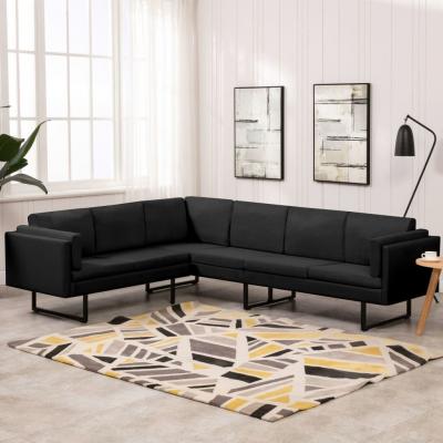 Emaga vidaxl sofa narożna, czarna, tapicerowana tkaniną