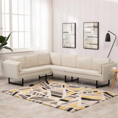 Emaga vidaxl sofa narożna, kremowa, tapicerowana tkaniną