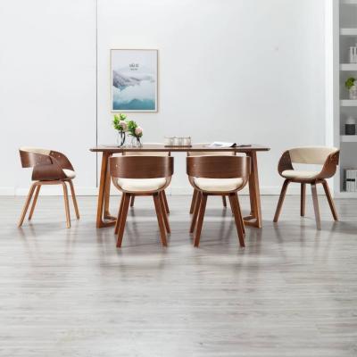 Emaga vidaxl krzesła do jadalni, 6 szt., kremowe, gięte drewno i ekoskóra