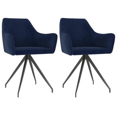 Emaga vidaxl krzesła stołowe, 2 szt., niebieskie, obite aksamitem