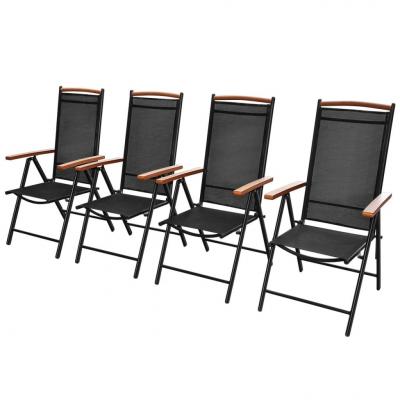 Emaga vidaxl składane krzesła ogrodowe, 4 szt., aluminium/textilene, czarne