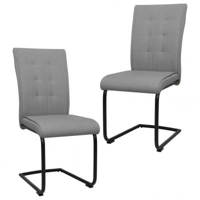 Emaga vidaxl krzesła stołowe, wspornikowe, 2 szt., jasnoszare, tkanina