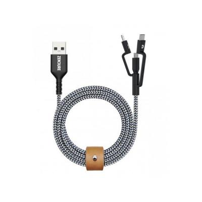 USB - micro-USB/Lightning/USB-C czarny