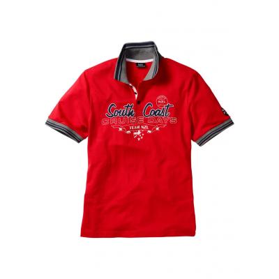 Shirt polo z efektownym zdobieniem bonprix czerwony