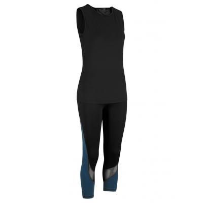 Top + legginsy (2 części), level 2 bonprix czarno-ciemnoniebieski