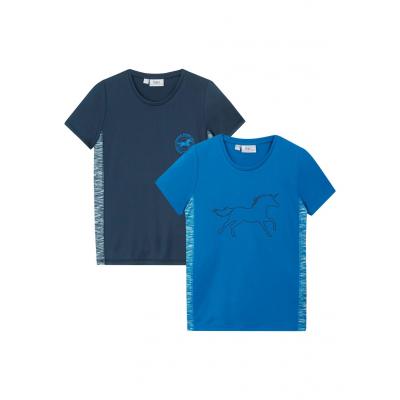 Shirt sportowy dziewczęcy (2 szt.) bonprix ciemnoniebiesko-lazurowy niebieski