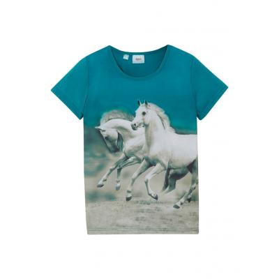 T-shirt dziewczęcy z fotodrukiem bonprix morski turkusowy