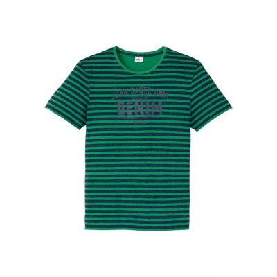 T-shirt bonprix zielono-ciemnoniebieski w paski