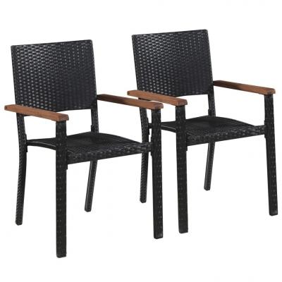 Emaga vidaxl krzesła ogrodowe, 2 szt., polirattan, czarne