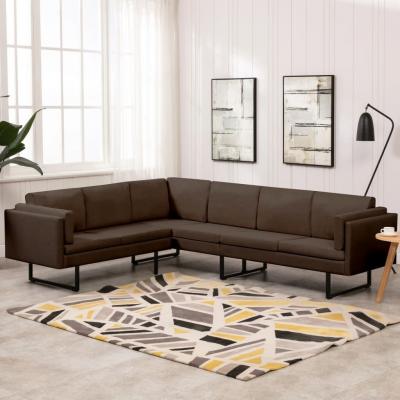Emaga vidaxl sofa narożna, brązowa, tapicerowana tkaniną