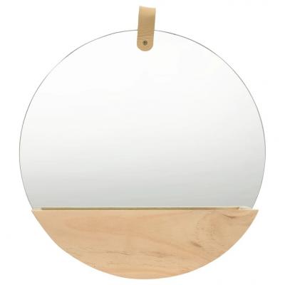 Emaga vidaxl lustro ścienne z półką z litego drewna sosnowego, 35 cm