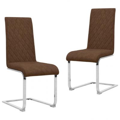 Emaga vidaxl krzesła stołowe, wspornikowe, 2 szt., brązowe, sztuczna skóra