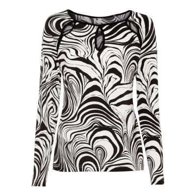 Shirt wzorzysty bonprix czarno-biel wełny w paski zebry