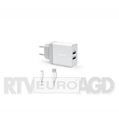 Anker ładowarka 2x USB + kabel microUSB (biały)