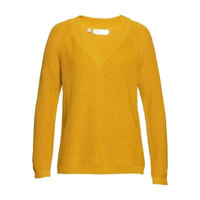 Sweter bonprix żółty szafranowy