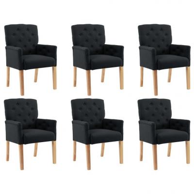Emaga vidaxl krzesła stołowe z podłokietnikami, 6 szt., czarne, tkanina