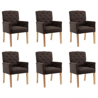 Emaga vidaxl krzesła stołowe z podłokietnikami, 6 szt., brązowe, tkanina