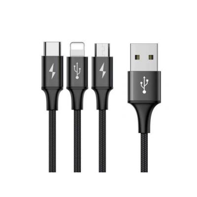 USB - micro-USB/Lightning/USB-C 1,2M Rapid czarny