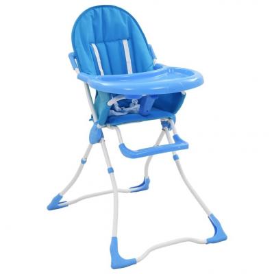 Emaga vidaxl krzesełko do karmienia dzieci, niebiesko-białe